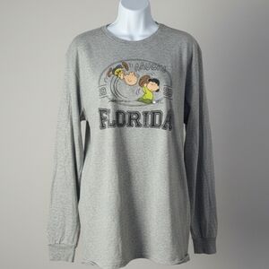 Peanuts Florida Long Sleeve Tee Lucy Charlie Brown Football Adult L Gray
